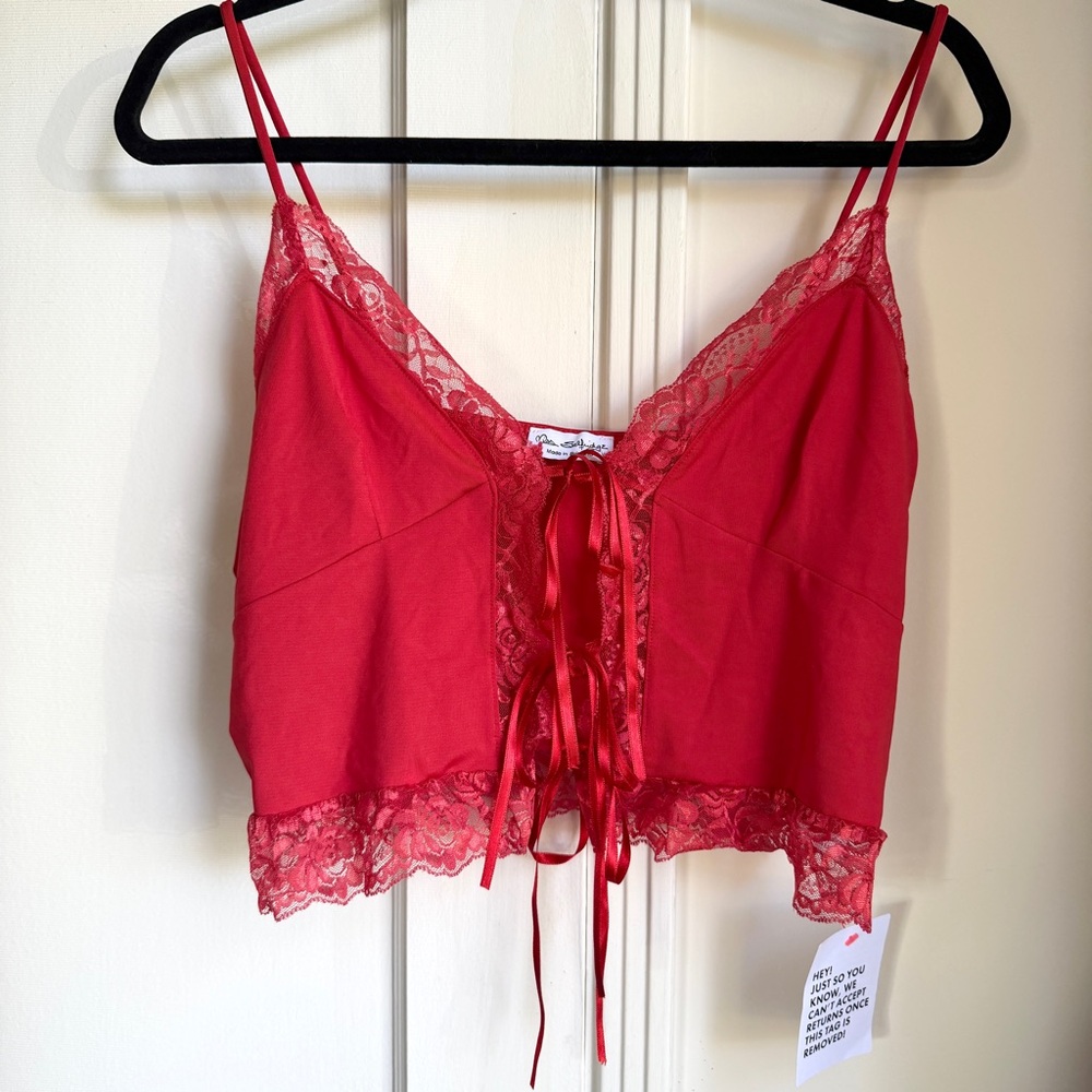 Miss Selfridge Red Lace Camisole
